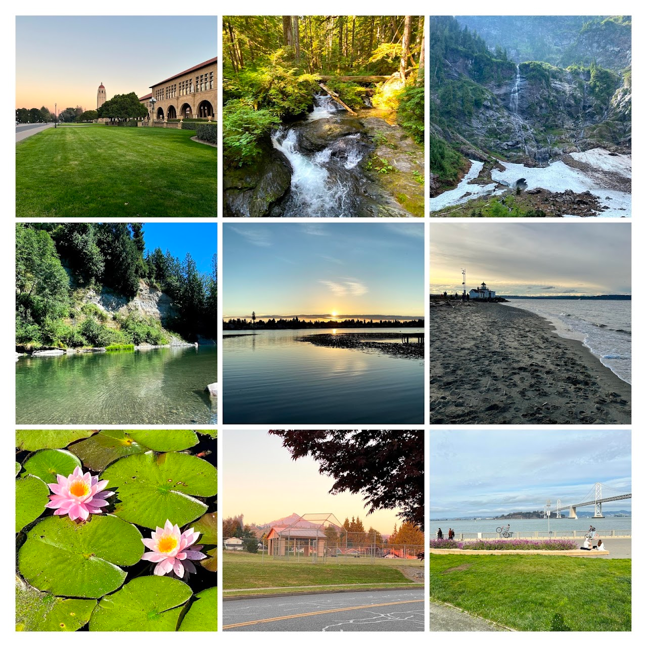 Adventures at: Stanford, Lake 22, River Meadows, Lake Pooja-Likes-to-Walk-Here, Discovery Park, Granite Falls, and SF.